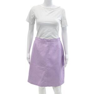 Terry Lewis Womens Leatgher Zippered Stretch Knee Length Skirt Purple Size 10